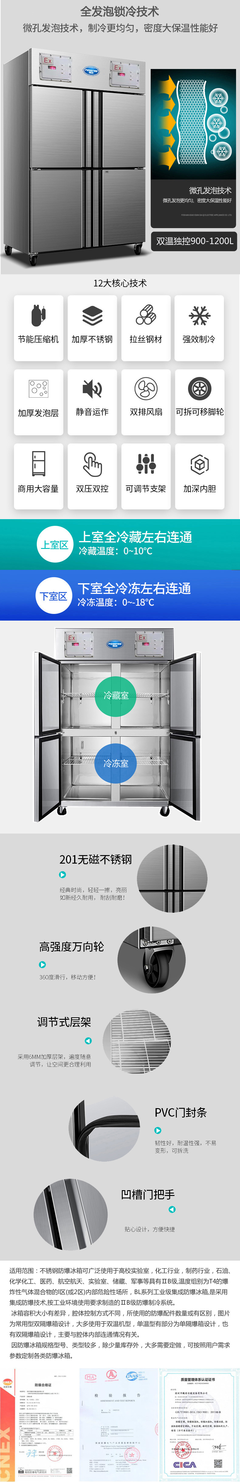 900L防爆冷藏冷凍柜